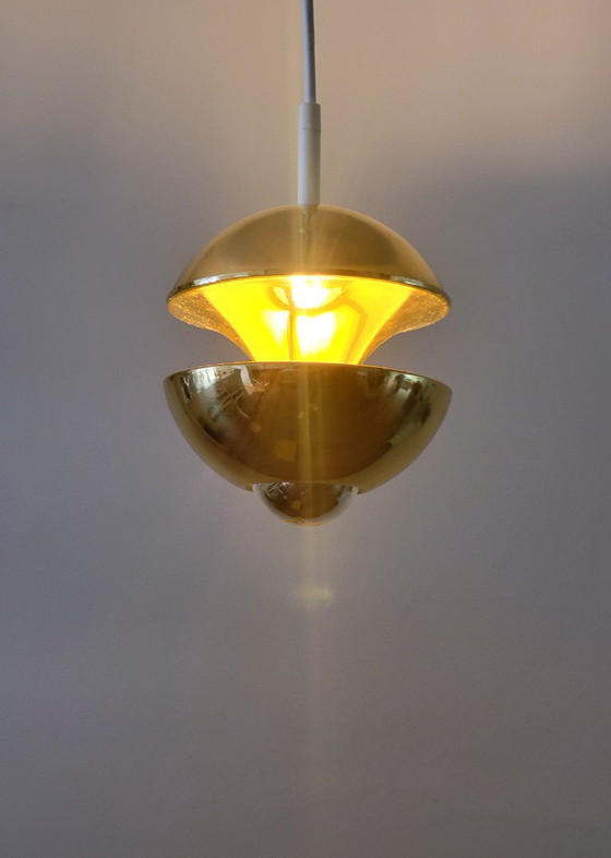 Klaus Hempel Pendant lamp for Kaiser Leuchten, Germany 1970, Brass, Gold (photo 7 of 7)