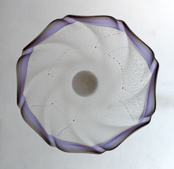 Image 1 of Lampada a sospensione in vetro di Murano con foglia d'argento, stile moderno di metà secolo, anni '70