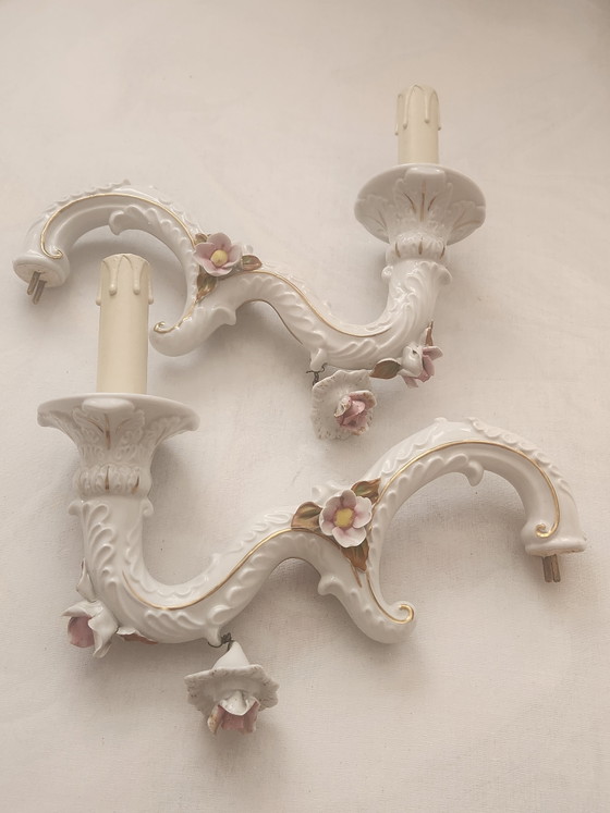Lampadario a 8 bracci Mangani Ceramiche, in porcellana di Meissen Capodimonte, stile rococò barocco, (photo 34 of 40)