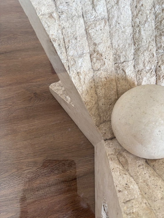 Image 1 of Table basse en pierre naturelle avec plateau en verre