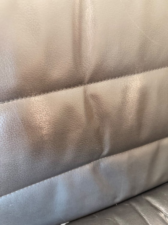 Image 1 of Richard Sapper bureaustoel voor Knoll - Zwart leer op glijders, circa 1979