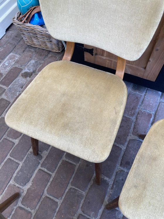 Set di 4 sedie vintage anni '60 – Louis van Teeffelen, Sedie da pranzo, Wood, Velvet (photo 10 of 13)