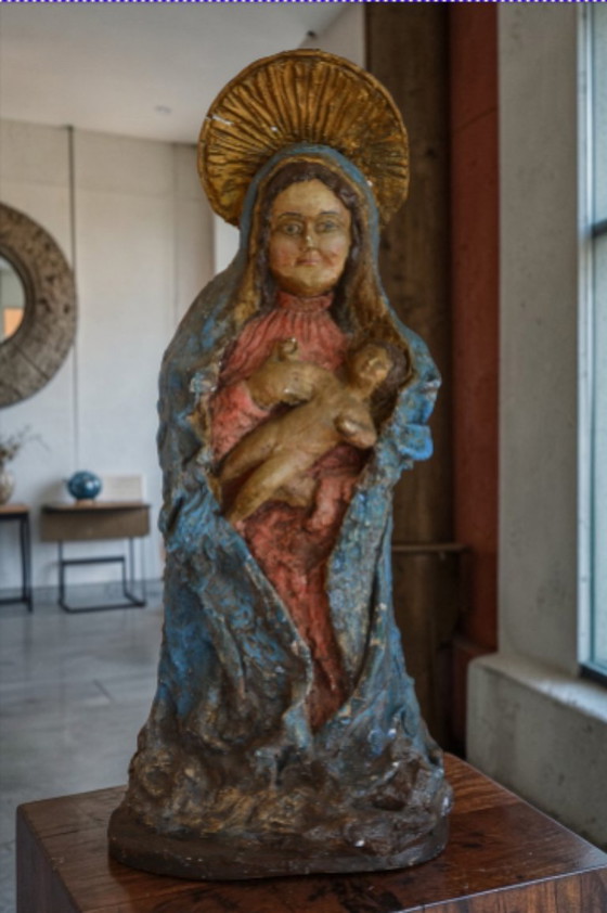 Image 1 of Groot Maria beeld van rond 1920 - Papier Marche