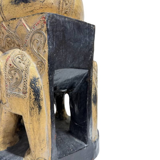 Antico Buddha birmano del XIX secolo - Legno policromo intagliato a mano - 57 cm – Sculture (photo 17 of 18)