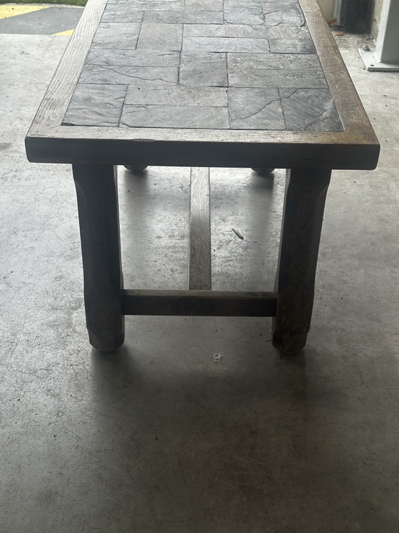 Couchtisch aus Eiche und Schiefer – 60er-70er Jahre – Couchtische, Wood, Stone (photo 9 of 14)