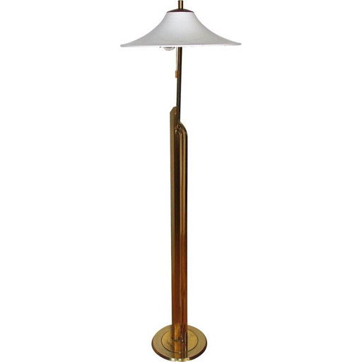 Art deco vintage messing en metalen vloerlamp, jaren 1960