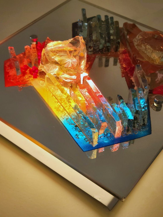 Image 1 of Vintage Brutalist broken glass wall lamp 1971