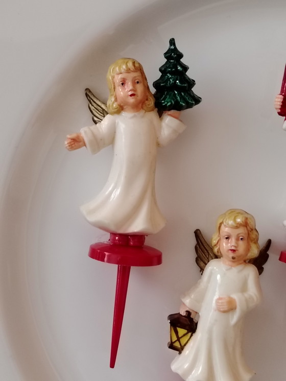 Image 1 of Statuette vintage in bachelite con angelo, anni '50/'60, corona dell'Avvento