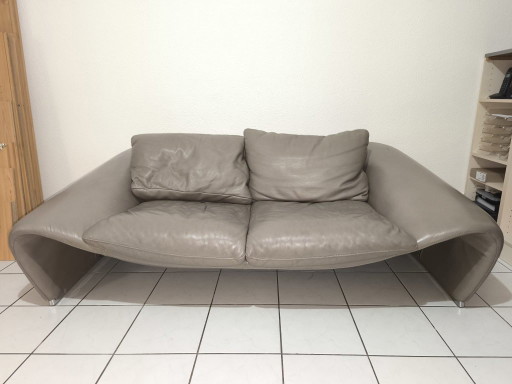 Seagull-bank van Sylvain Joly voor Chateau d'Ax, jaren 2000, grijs – banken, Leather