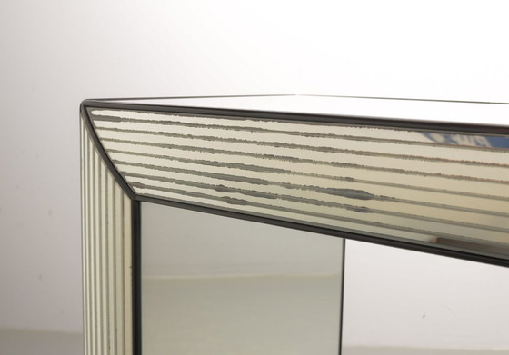 Image 1 of Very Exclusive Eyecatching Minimalistic Handcrafted Silver Mirror Console Table / Wall Art Object, 1980s.