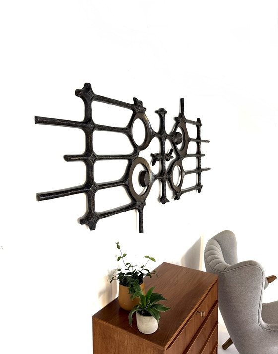 Image 1 of Vintage XL Brutalistisch wandsculptuur ‘70