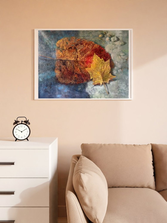 Original Oil Painting Abstract Expressionism Symbolism Autumn Leaves Two – Paintings & Drawings, Canvas (photo 2 of 9)