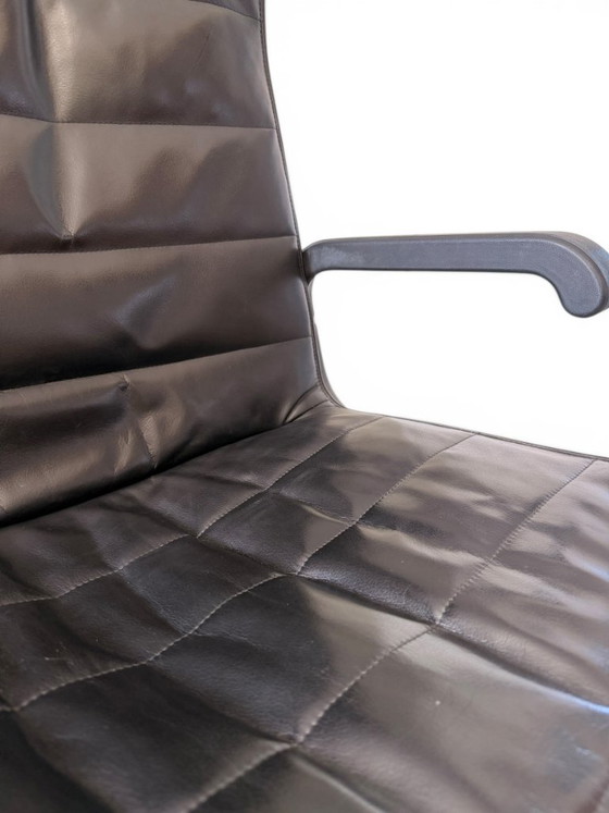 Image 1 of Richard Sapper bureaustoel, Knoll-editie - zwart leer en metaal, circa 1980