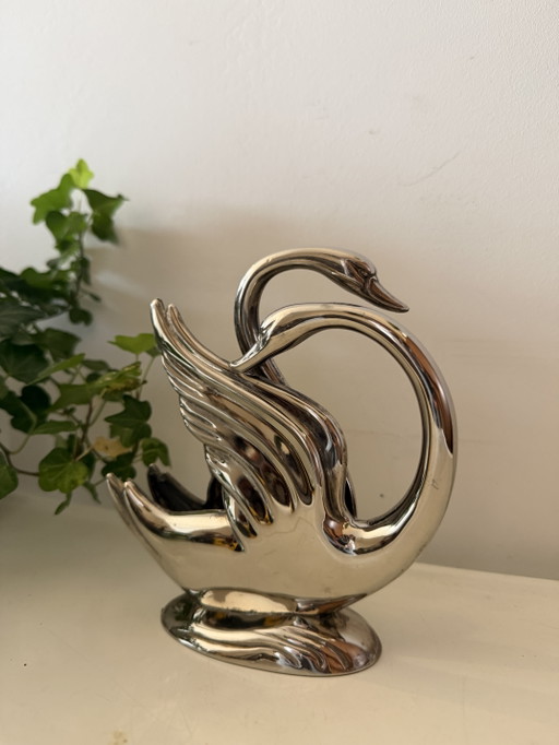 Art Nouveau napkin holder two swans