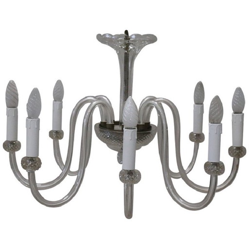 Vintage Transparent Murano Glass Chandelier