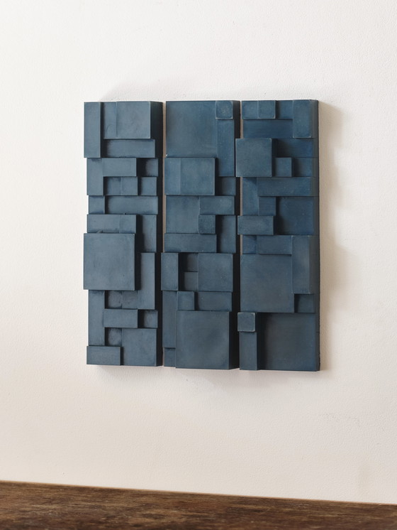 Image 1 of Set of deep blue brutalist wall objects