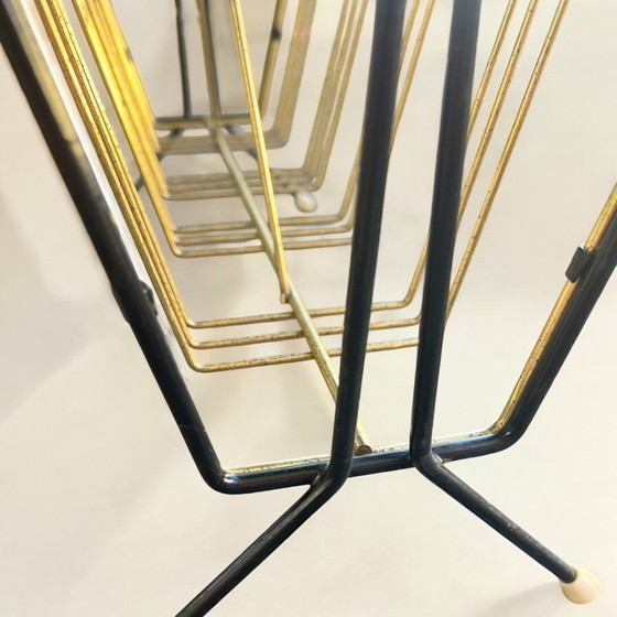 Image 1 of Filigree Mid - Century brass magazine rack 1950-1960s