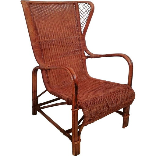 Poltrona vintage in vimini di Eugenia Alberti Reggio per Ciceri, anni '50