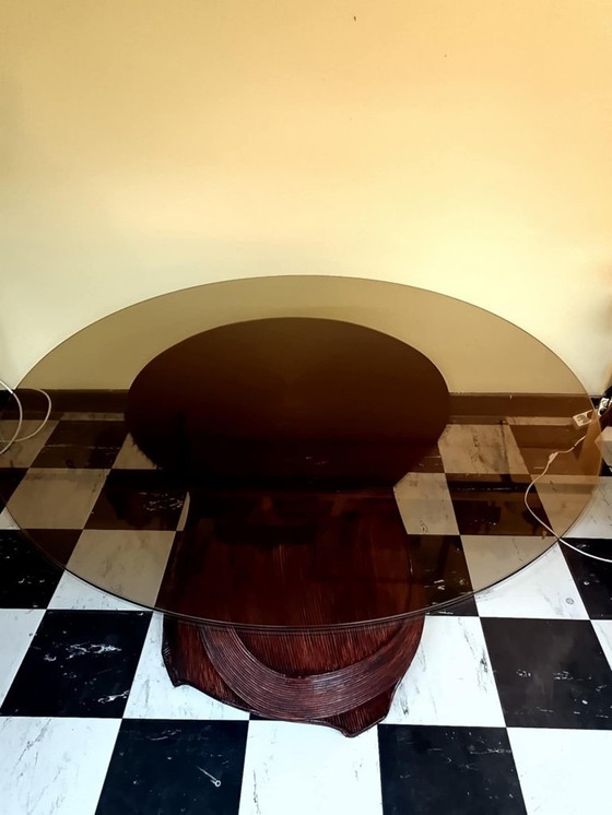 Image 1 of Eettafel van rotan met marqueterie