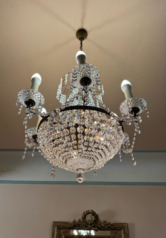 1960s Hot Air Balloon Crystal Chandelier – Brass (photo 12 of 15)