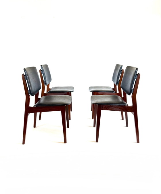Set of 4 vintage Danish Dining chairs, 1970s – Metal, Wood (photo 2 of 10)