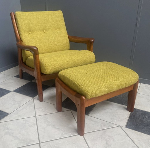 Fauteuil + Hocker Gustav Thams pour A/S Vejen Danemark 1960