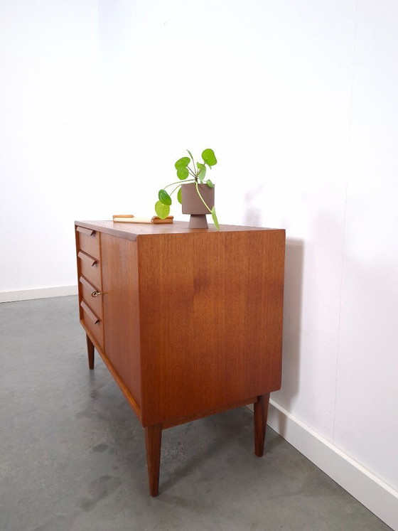 Image 1 of Teak sideboard with 4 drawers and wooden handles, Bornhold