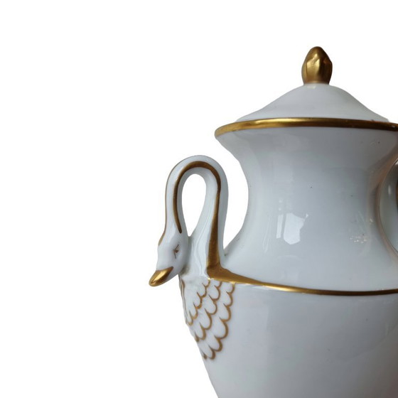 Image 1 of Portuguese porcelain swan lid vase, 2nd half 20th century