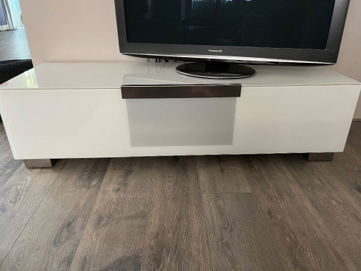 Munari design TV-meubel – wit met glasafwerking – 150 cm – verrijdbaar