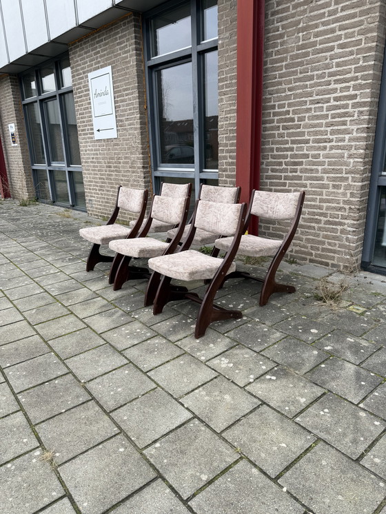 Image 1 of Set van 6 gerestaureerde Deense eetkamerstoelen ‘60