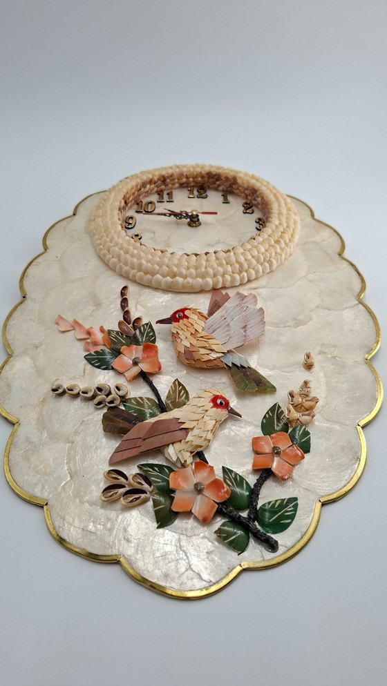 Image 1 of Mother-of-pearl and shell wall clock