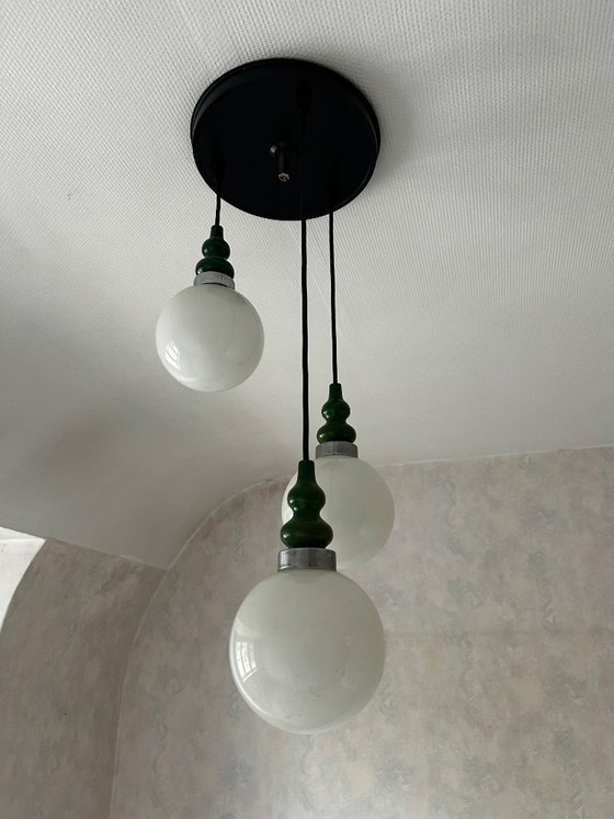 Lampada a sospensione vintage a 3 punti luce (altezza regolabile) – Lampade a sospensione, Glass, Metal (photo 8 of 8)