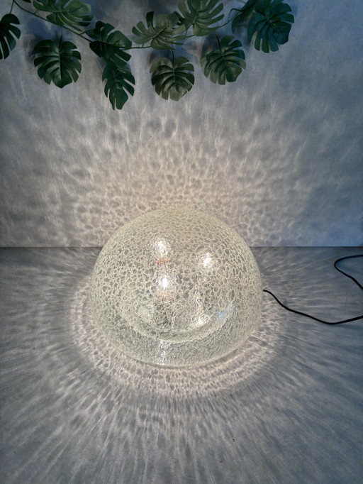 Lampe de plafond / lampe de table vintage Doria Leuchten en verre glacé MCM
