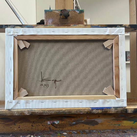 Image 1 of Dipinto unico, Quattro Nuvole, pezzo unico dipinto a mano, 45 x 30 cm, pittura acrilica su tela