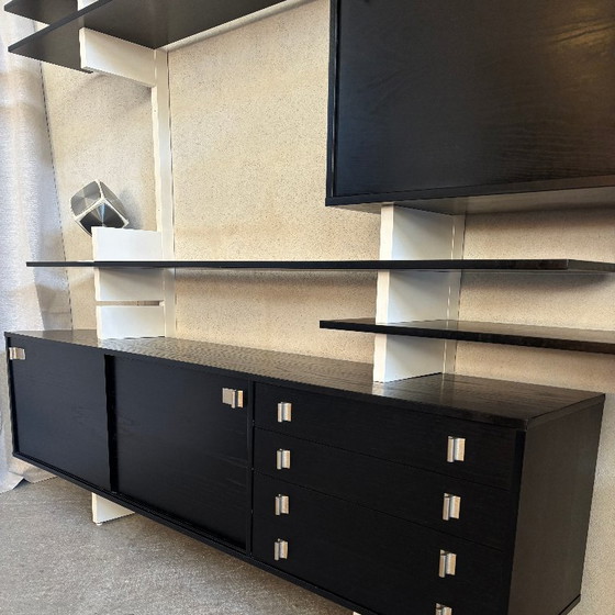 Black and white modular shelving unit with cabinets and shelves, Ejsing Møbel, Wood, Vintage (photo 4 of 10)