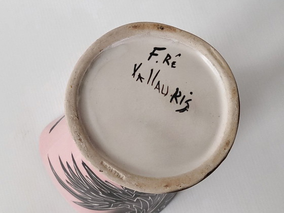 Image 1 of Vintage 1950s Vallauris ceramic vase by François Re, 50s Rockabilly Rooster