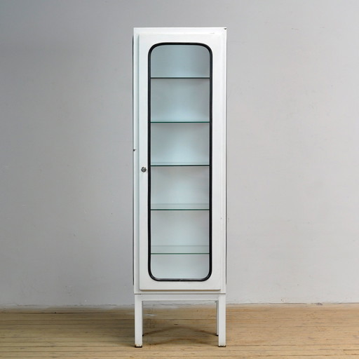 Vintage Iron And Glass Medical Cabinet, 1970s