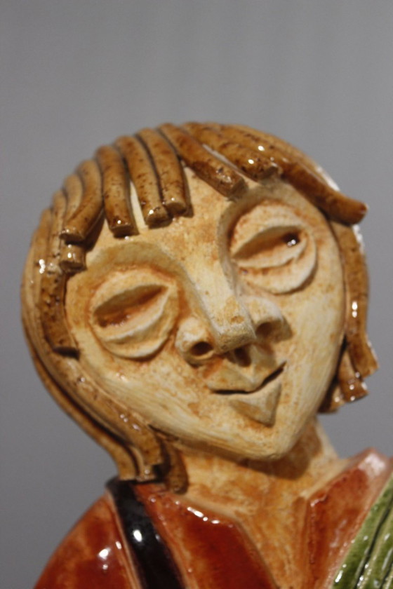 Image 1 of Kerbigot Workshop in Guidel - Bas-relief plaque of a Breton fisherman, France, 1960s