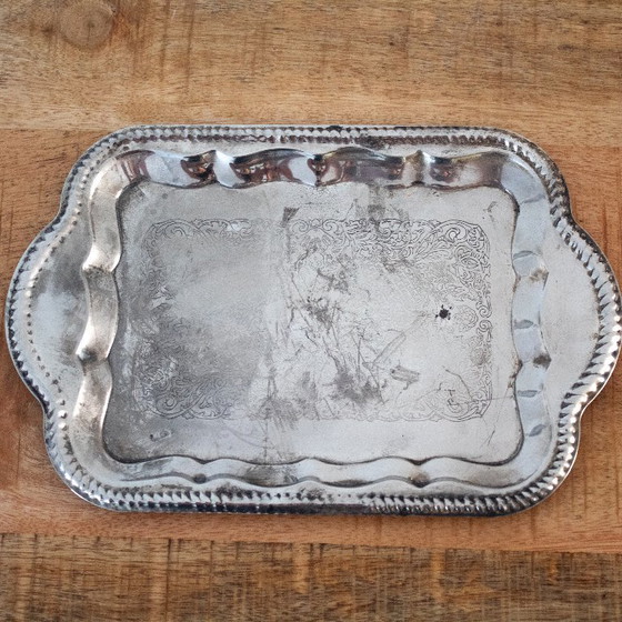 Image 1 of Antike, versilberte Zuckerdose und Milchkännchen auf einem Tablett: Altes Geschirr