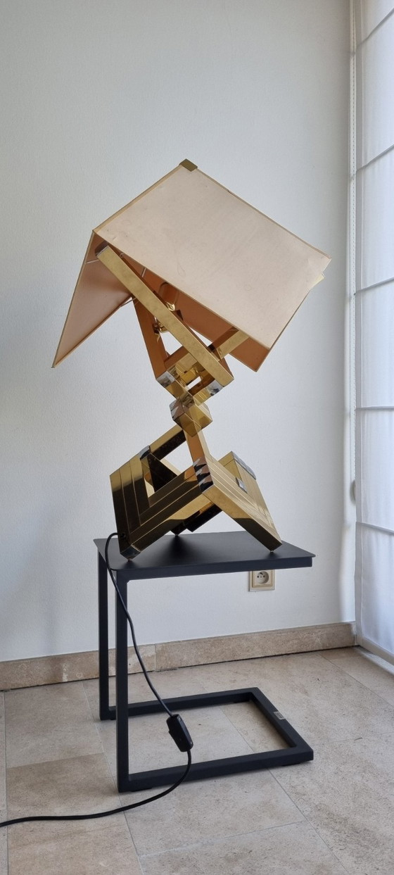 Lampada da tavolo Lumica in ottone con dettagli argentati, Lampade da tavolo, Tessile, Multicolore, Modern (foto 3 di 9)
