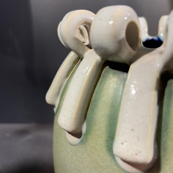 D3034 Vaas van steengoed door Ernest Dhossche voor Boch Frères Keramis – Vazen, Ceramic, Design (photo 4 of 14)