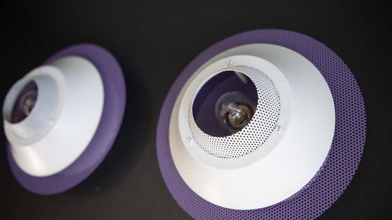 Image 1 of Lampes de plafond Jeka n° 3005-V, ensemble de 2 lampes en métal violet et blanc danois