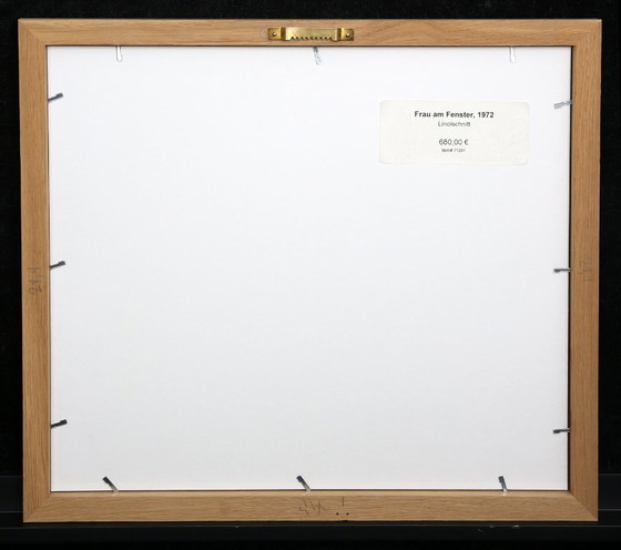 Image 1 of Teuber, Hermann - Femme à la fenêtre - Linogravure - Encadrée - Signée à la main