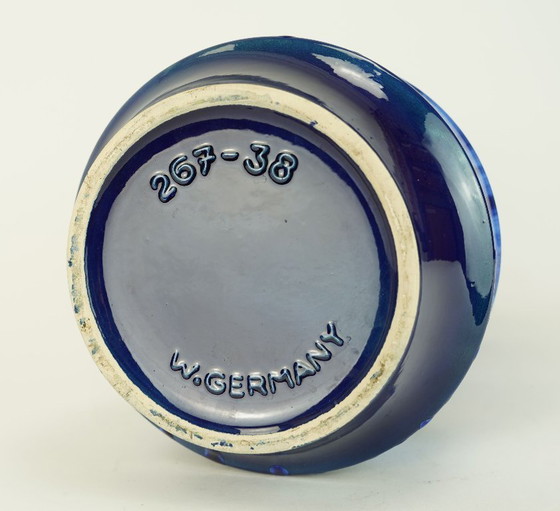 Image 1 of scheurich mid century ceramic VASE floorvase drip glaze different shades of blue model 267-38