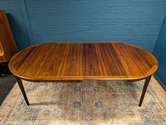 Image 1 of Table de salle à manger ronde extensible vintage, en palissandre, années 1960