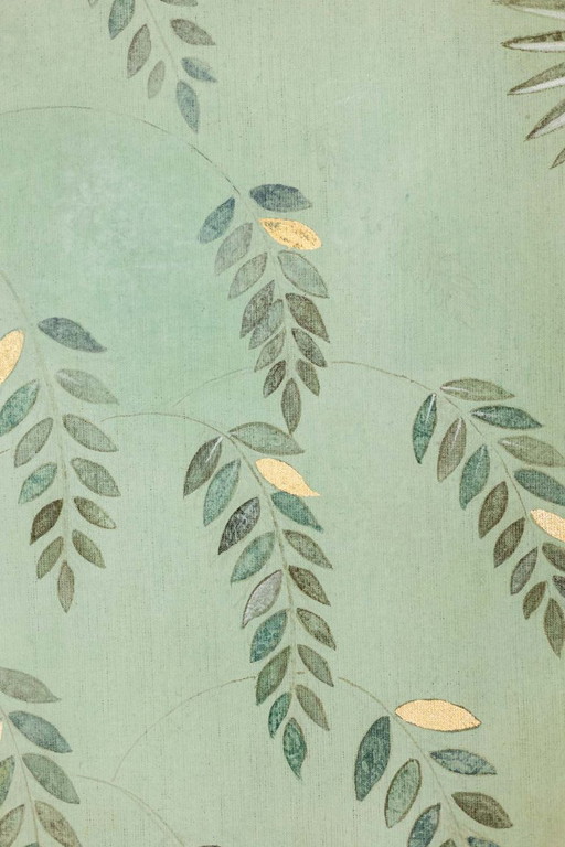 Painted canvas, or decorative panel, Parrots and foliage. Contemporary.