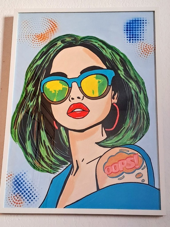 Aurora Konisgberg - She Knows Oops - Artist's Painting Under Glass – Paintings & Drawings, Canvas (photo 8 of 10)