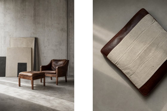 Vintage Mid-Century Deense moderne lounge lederen stoel & poef model 2207 door Børge Mogensen voor (photo 13 of 51)