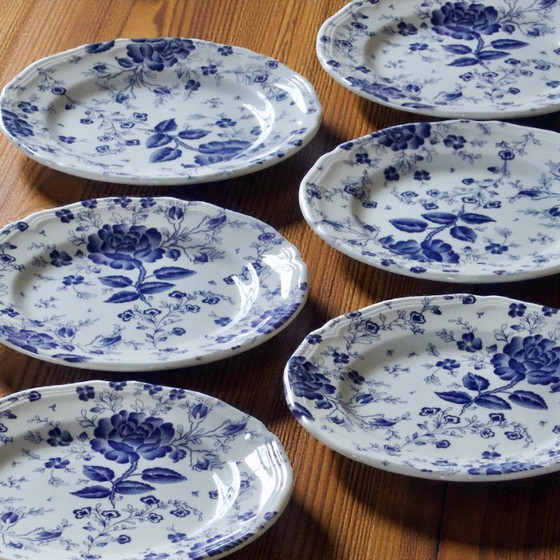 Image 1 of Piatti italiani d'epoca firmati Quadrifoglio con decoro Toile de Jouy