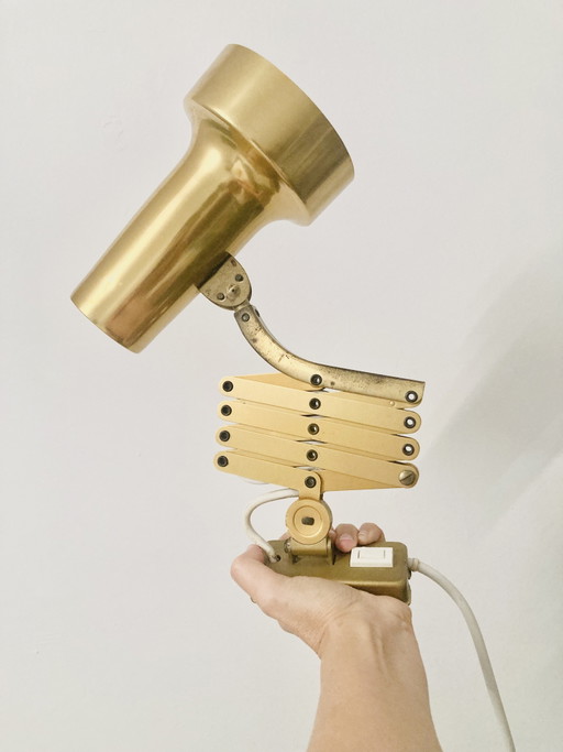 Vintage Pfäffle Leuchten Schaar Lamp, West-Duitsland, jaren 60. Goudkleurige metalen Mid-Century Leeslamp.